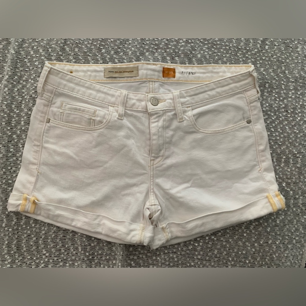 Pilcro and the Letterpress White Jean Shorts Cuffed Hem